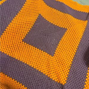 Orange and Purple Crochet Blanket